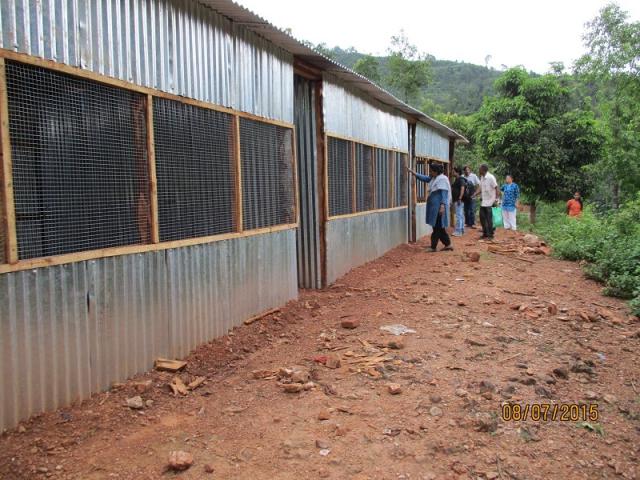 Teaching-learning centre in Shree Ganga Devi Primary School, Kharelthok, Kavre: NJSI provided CGI and the school built the shelter.