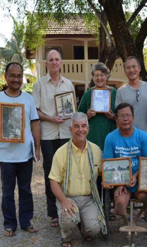 Sr Denise Coghlan with Fr Thomas Smolich SJ, Fr Bambang Sipayung SJ, Msgr Kike Figaredo and others
