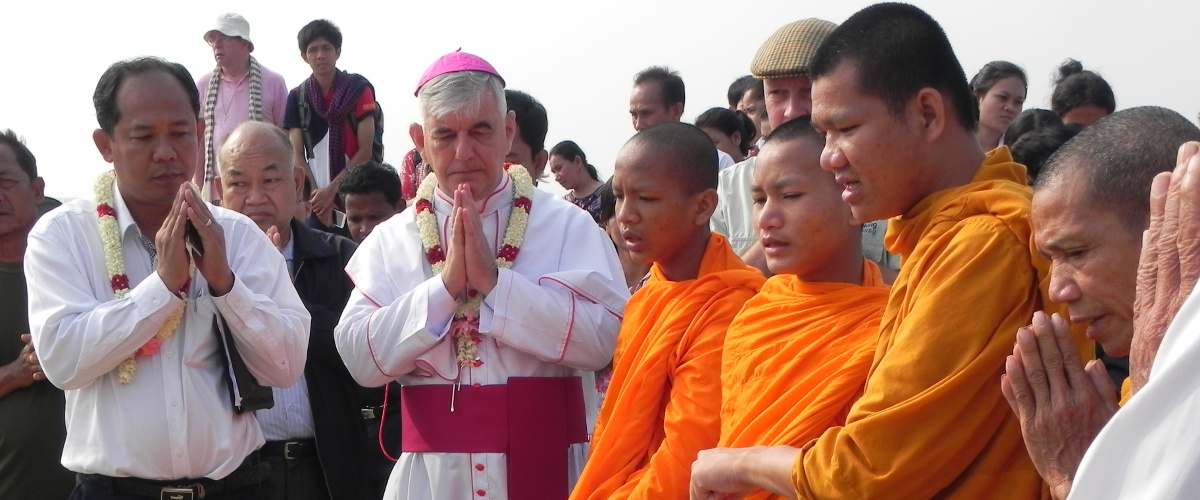 Buddhist and Catholic blessings for the education project land in Sisophon